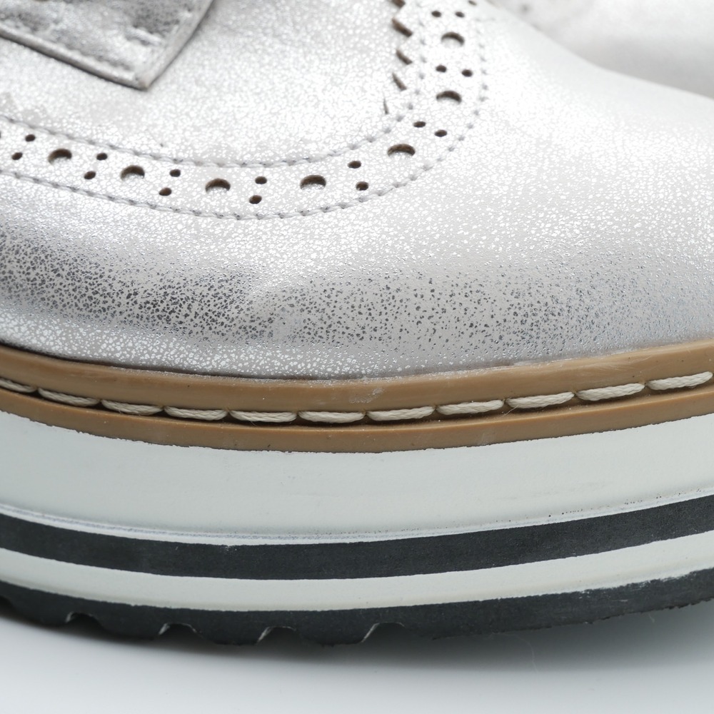 Seven Dials Bennett Silver Metallic Platform Wingtip Brogue Oxford Shoes 7.5M - Picture 10 of 12